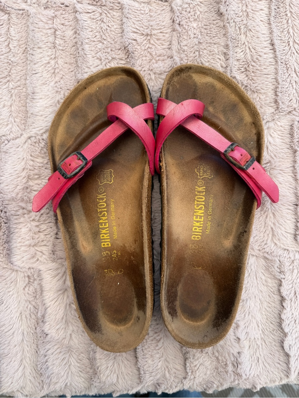 Birkenstock Pink Mayari Leather Cross-Strap Sandals
